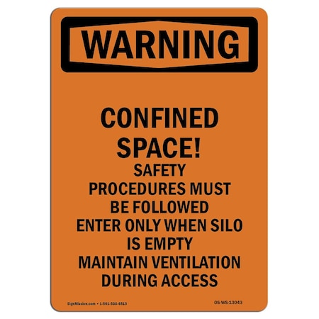 OSHA WARNING Sign, Confined Space! Safety Procedures, 5in X 3.5in Decal